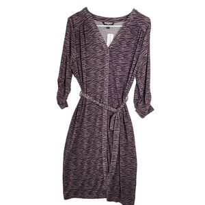 New 41 Hawthorn Gianna Belted Shirt Dress Purple Geometric Print‎ Stitch Fix L
